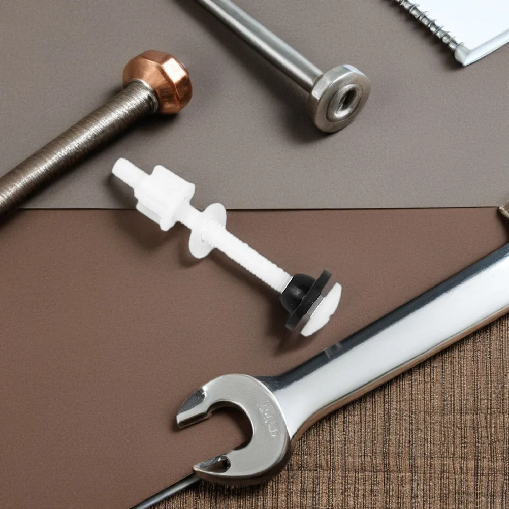 1Set Toilet Tank Coupling Kit: Heavy Duty Plastic Fasteners Gaskets For Secure Connection Universal Replacement Repair Hardware