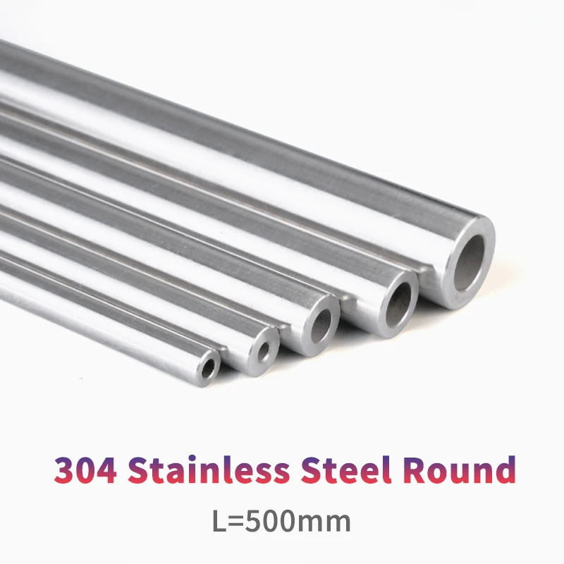 1PC 304 Stainless Steel Round Capillary Seamless Straight Tube  OD 15-20mm ID 6-18mm Length 500mm