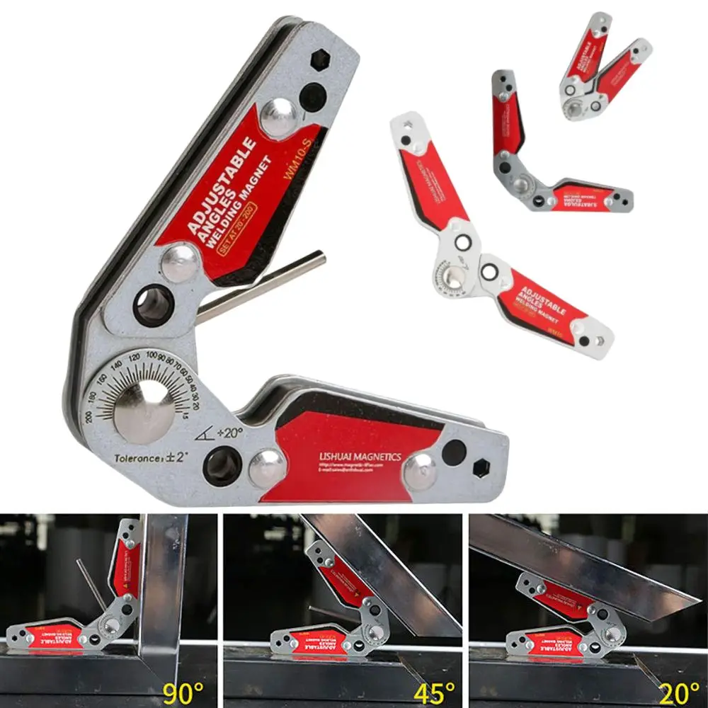 Adjustable Angle Welding Magnet 20°–200° 77Lbs Holding Force Magnetic Welding Holder Hex Wrench Included Dual-Sided