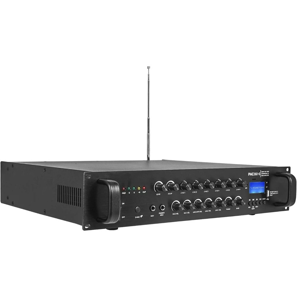 Free Delivery - 360W 6-Zone 70V/100V Commercial Power Amplifier with Bluetooth, Aluminum, for Restaurants, Lounges, Bars,Pubs
