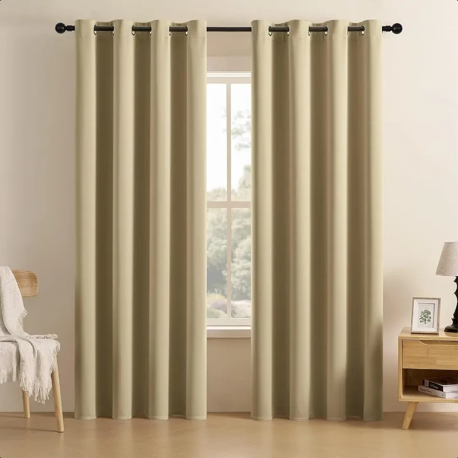 Blackout Curtains for Bedroom 84 inch Long 2 Panels Thermal Insulated Room Darkening Curtains with Grommets Soft Window Drapes