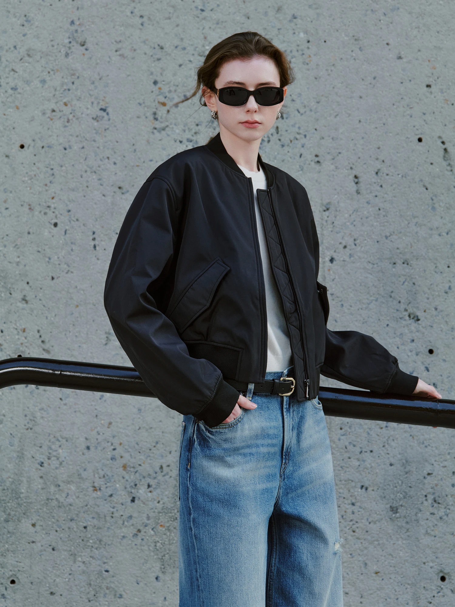 Waterproof Windproof ort Flight Jaet Fem High Waist Polyester Fiber Zipper Closure Function Sle U7628 fini