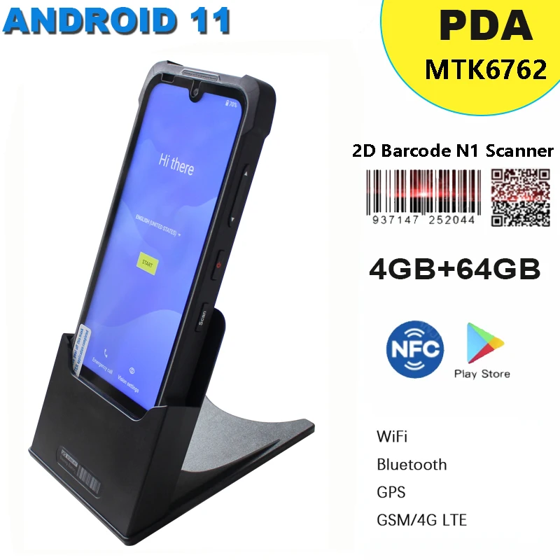 Rugged Android 11 PDA with 4GB+64GB 2D Barcode Scanner 4G WiFi GPS NFC Handheld Data Collector Terminal for Warehouse RM5
