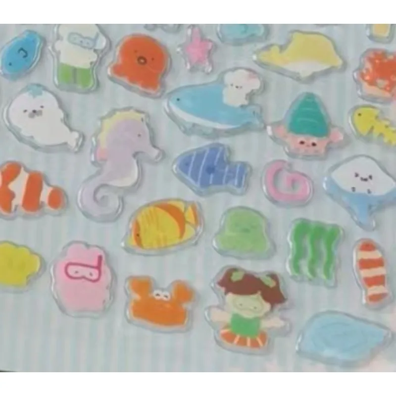 Cute Transparent Cartoon Sushi Burger Stickers for Scrapbook Phone Case Personalized DIY Decoration 1pc Arts Crafts
