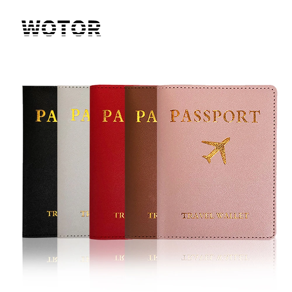 WOTOR Fashion Leather Passport Protective Cover Travel Passport Holder Wallet Gift PU Leather Card Case Cover Storage Bag