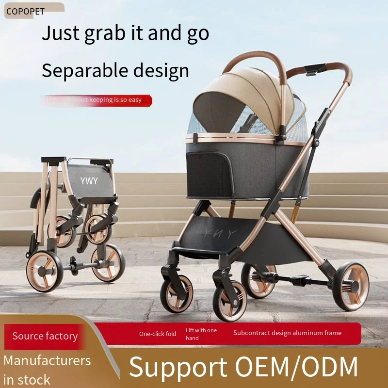 Separable High-end Pet Stroller with Multifunctional Bag Separation Ultra Easy To Carry One Click Collection Cat Dog Stroller