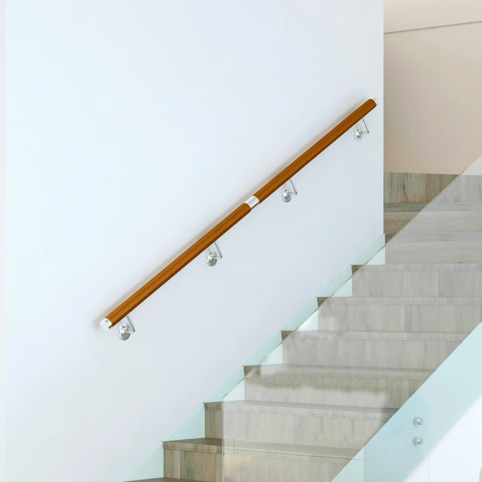DIYHD 8FT Staircase Handrail for Indoor PVC Deck Handrails with Stainless Steel Bracket,Max load 500lbs,Hand Railing Dia 1-7/8in
