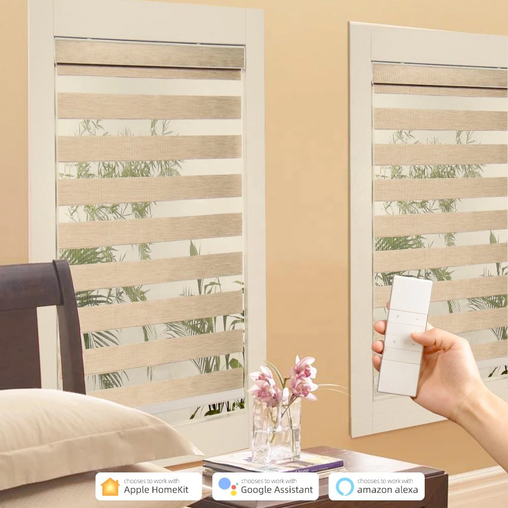 Tuya Alexa Electric Zebra Blinds for Window Double Layers Roller Blinds Custom Made Waterproof Durable Office Window Decoration