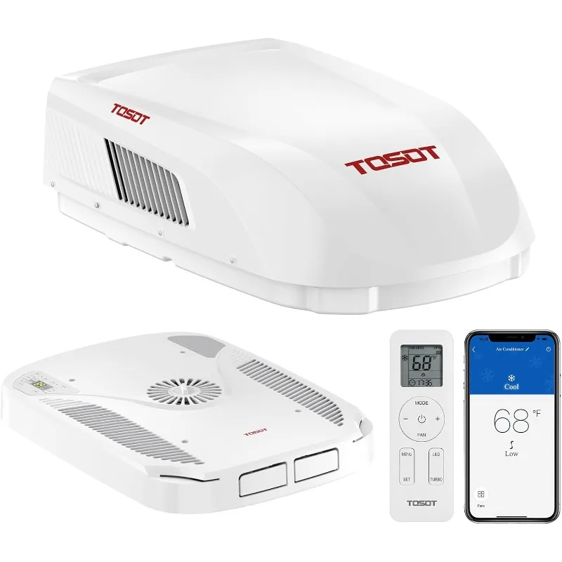 TOSOT GO Cool RV Air Conditioner 15000 BTU,Non-Ducted Camper Rooftop AC Unit with Heat Pump,High-Efficiency EER 8.5