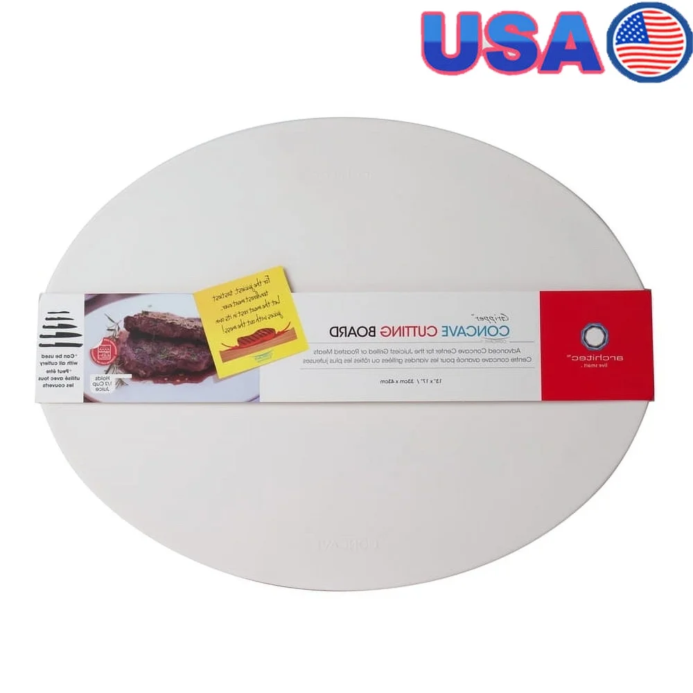 Concave Polypropylene Carving Board with Gripper Non-Skid Base Juice Grooves Ideal Moist Meat Cutting Dishwasher Safe 17x13