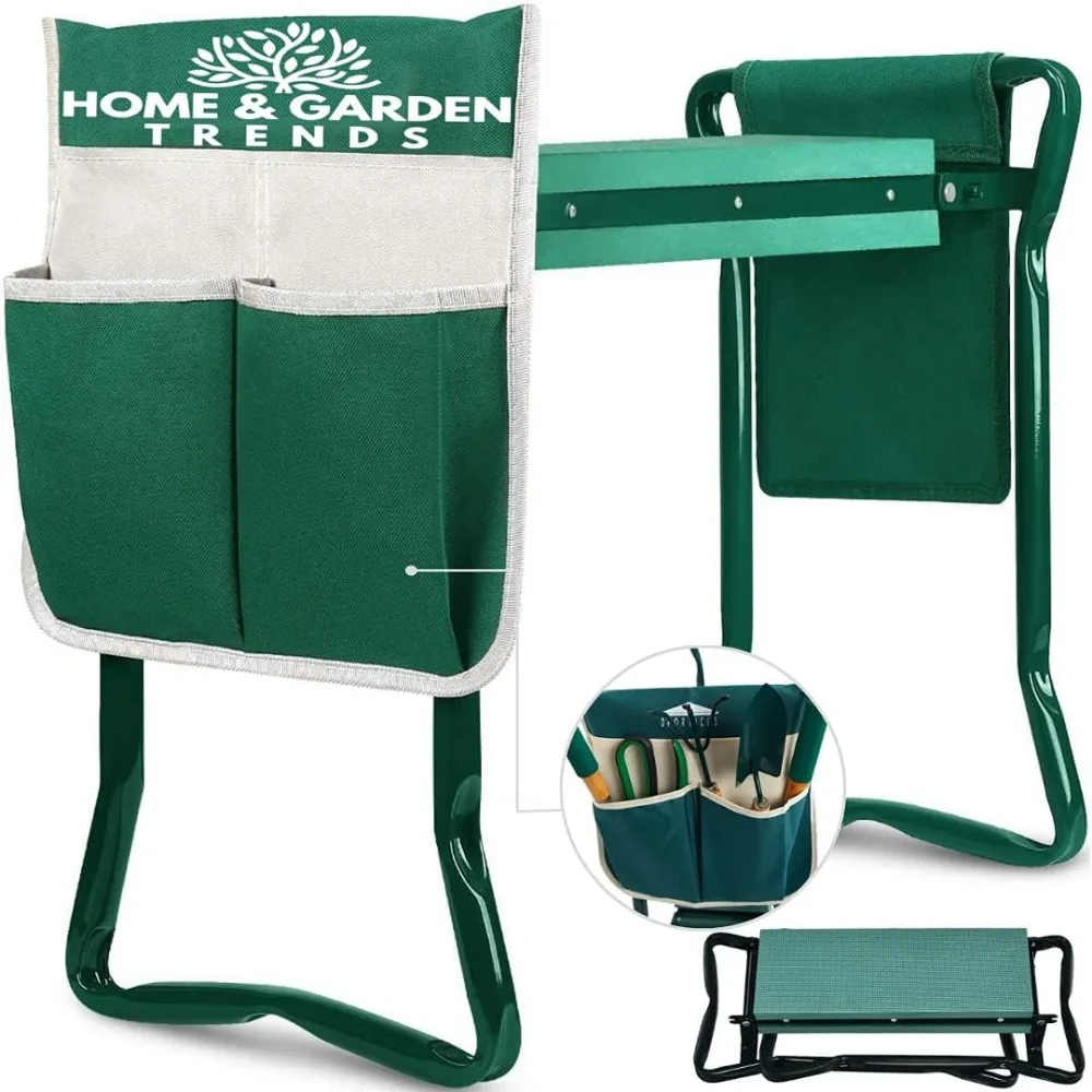 Foldable Garden Kneeler Seat with Tool Pouch, Heavy-Duty & Lightweight for Knee & Back Pain Relief, Perfect Gardening Gift