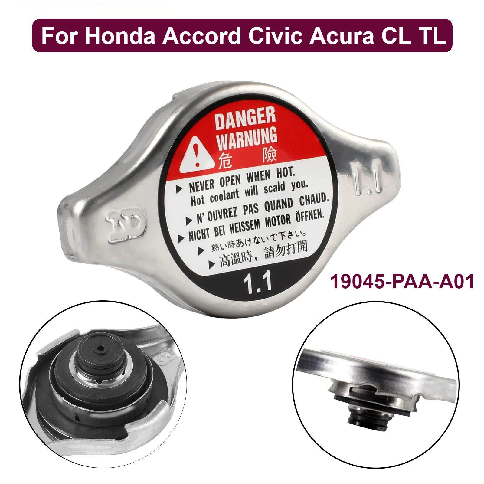 Genuine Cooling Radiator Cap 19045-PAA-A01 For Honda Accord Civic Acura CL TL