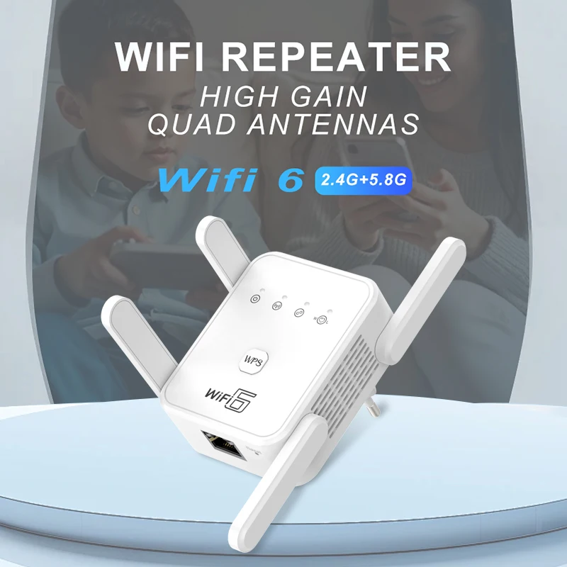 WIFI6 1500Mbps 5Ghz Wireless WiFi Repeater Booster 2.4G/5GHz Wi-Fi Signal Amplifier Extender Router Network Wlan WiFi Repetidor