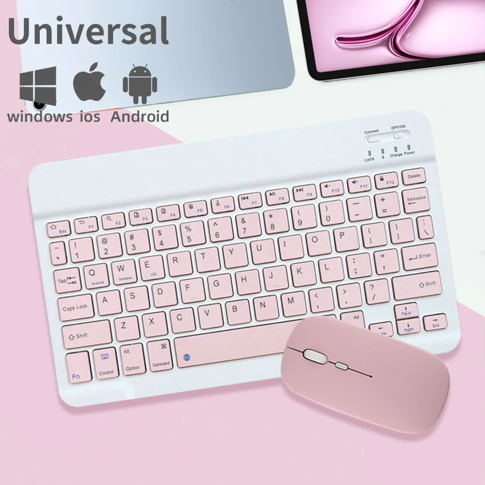 Universal Wireless Bluetooth Keyboard and Mouse Set for iPad, Xiaomi, Samsung, Lenovo Tablets - Multi-Color Office Keyboard