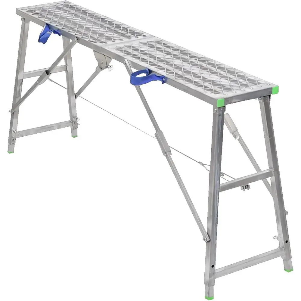 Multipurpose Steel Folding Scaffold Tower with Adjustable Height, 180cm & 140cm Work Platforms