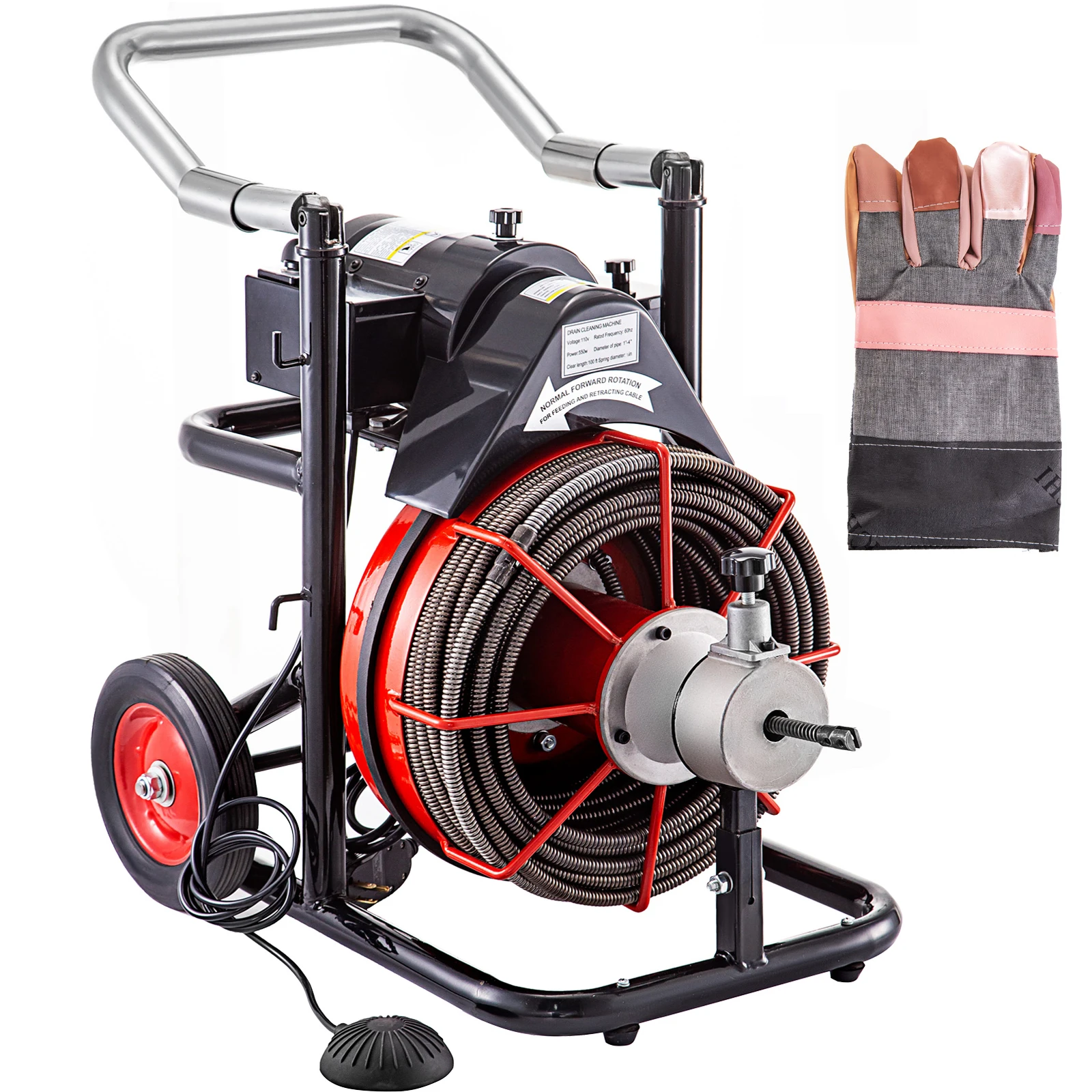 Open Style Cable Case 100' X 1/2" Drain Auger Pipe Cleaner Machine