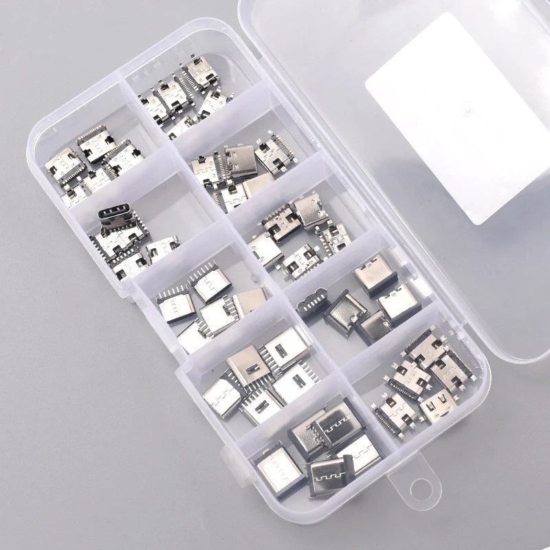50PCS/Box 10Models Type-C USB Charging Dock Connectors Mix 6Pin And 16Pin Use For Phone And Digital Product Repair Kit