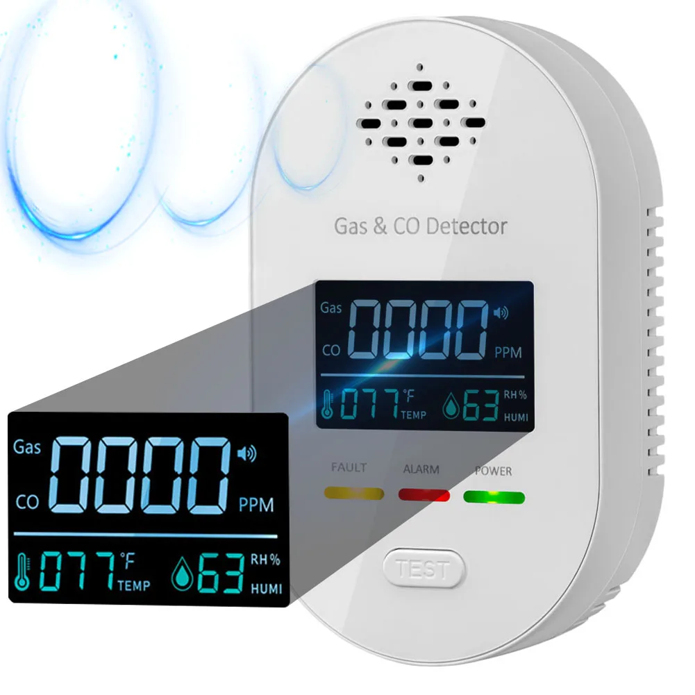 Carbon Monoxide Detector Carbon Monoxide Sensor with Temperature Humidity Display Wireless CO Alarm for Outdoor Travel