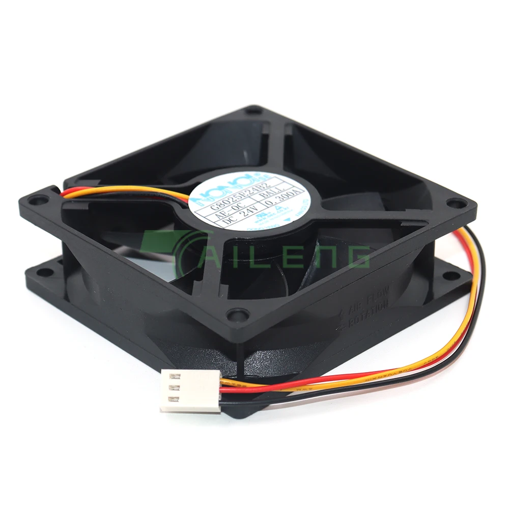 G8025E24B2 DC 24V 0.30A 80x80x25mm 8025 80mm 3-Wire Server Cooling Fan