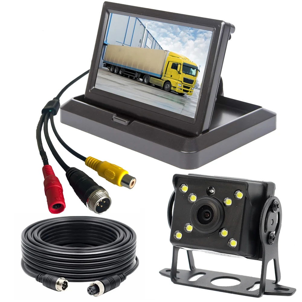 Vanxse 5-inch TFT LCD Monitor+IP69 8IR Rear View Backup Reverse Camera For Truck/RV/car/Trailer Vehicle Reversing Camera Kit