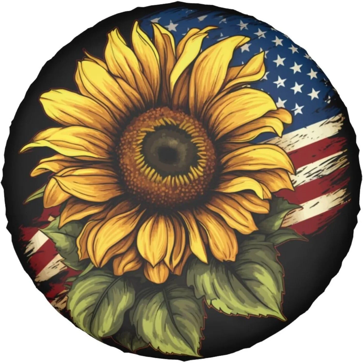 One Piece Of Sunflower Design Spare Tire Cover, Suitable For Various Vehicles Including Rvs, Camping Trailers, And Suvs.
