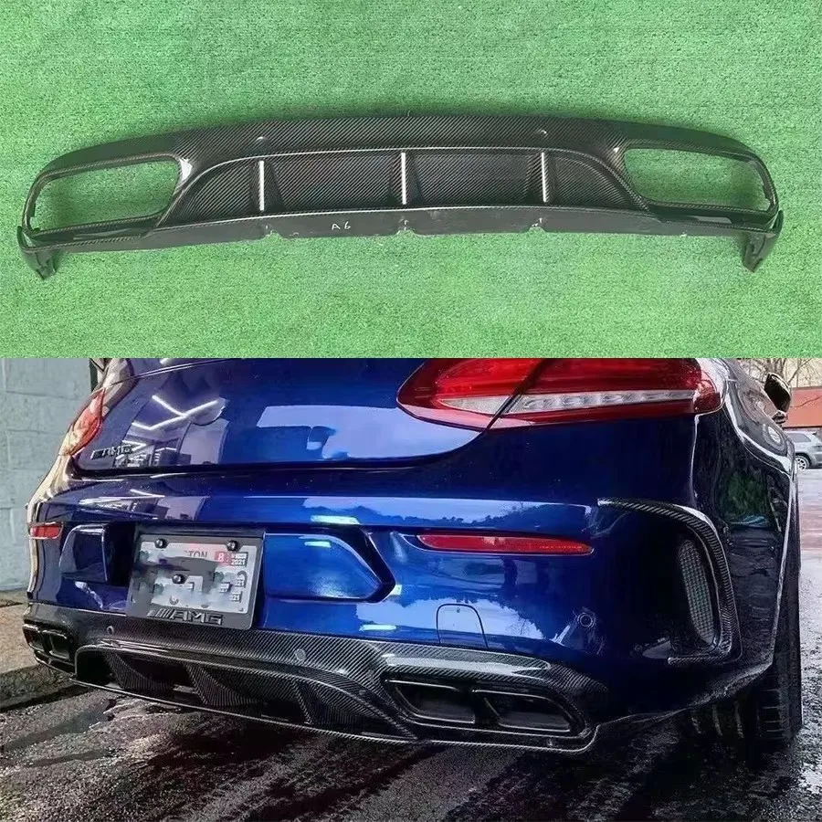 For Mercedes Benz C Class W205 C63 C200 C260 2 doors Carbon Fiber Car Rear Bumper Diffuser Splitters Spoiler Back lip Diffuser