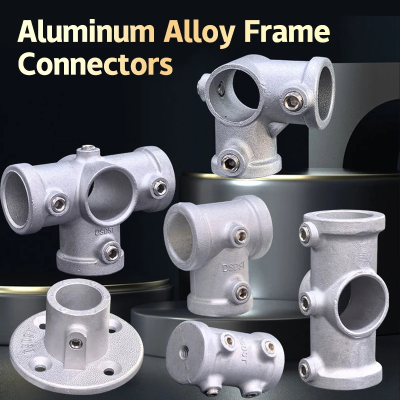 Aluminum Alloy Connector Elbow Tee Base Flat Three-dimensional Fitting Connection Fastener 20/25mm Steel Tube Shelf Parts