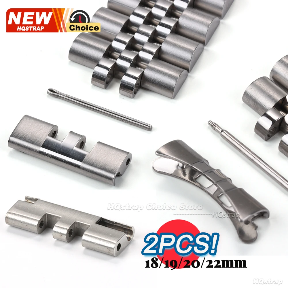 2pcs Flat interface Curved End Stainless Steel Connector 18mm 19mm 20mm 22mm for Jubilee Watch Repair Tools for Seiko SKX009/007