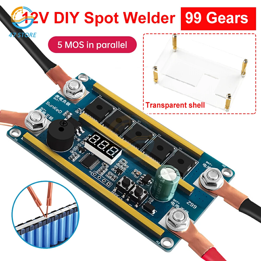 99 Gears 12V DIY Spot Welder Kit PCB Circuit Board 18650 Lithium Battery Energy Storage Spot Welding Machine Portable Soldering