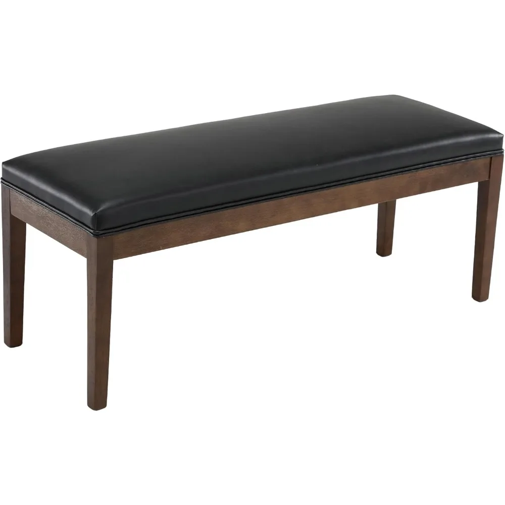 PU Leather Dining Bench Upholstered Entryway Bench Farmhouse Shoe Bench Seat Ottoman