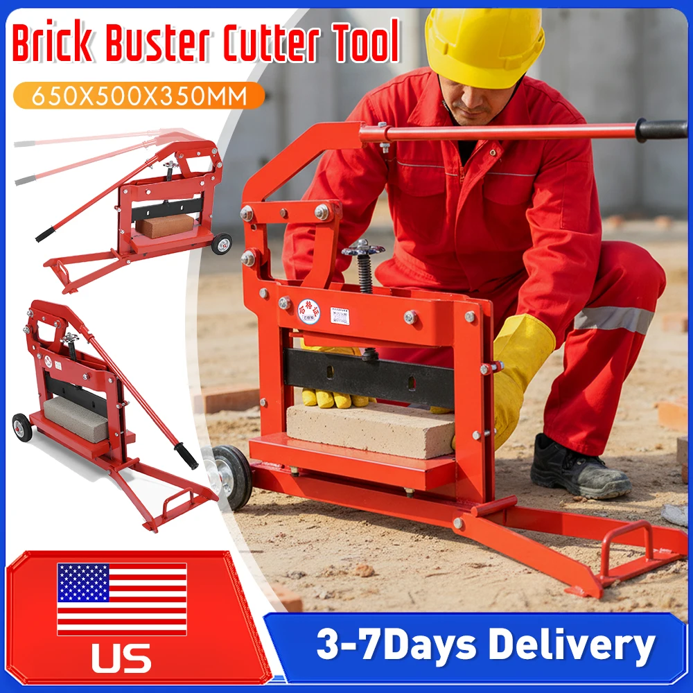 Portable Manual Brick Cutter Machine Block Splitter Cutter with Wheels 0-11.8in for Construction Road Paving Concrete Cutting ﻿