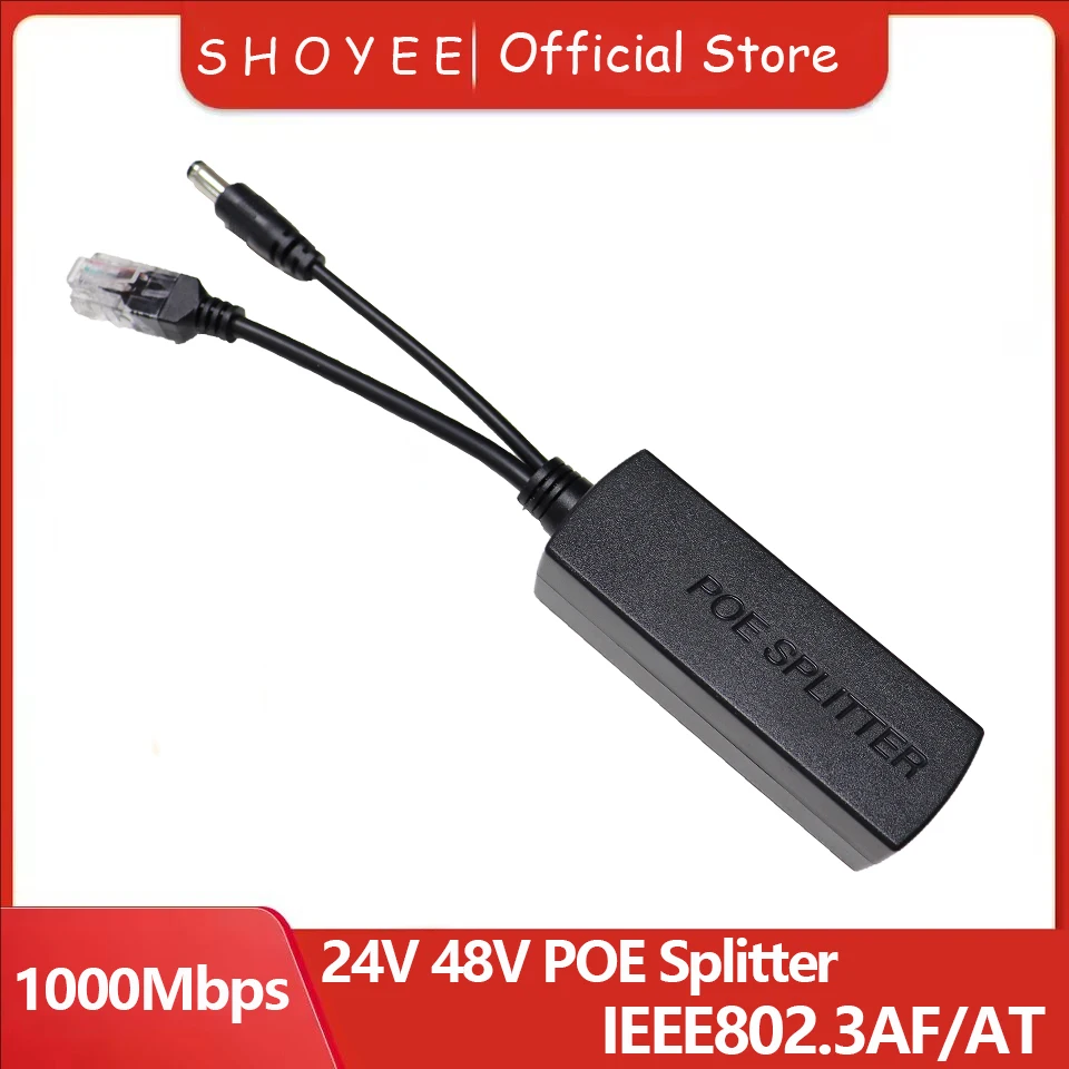 New POE Splitter 24V/48V to 12V/5V IEEE 802.3af Output Power Over Ethernet Splitter Adapter  Security System (Plug and Play)