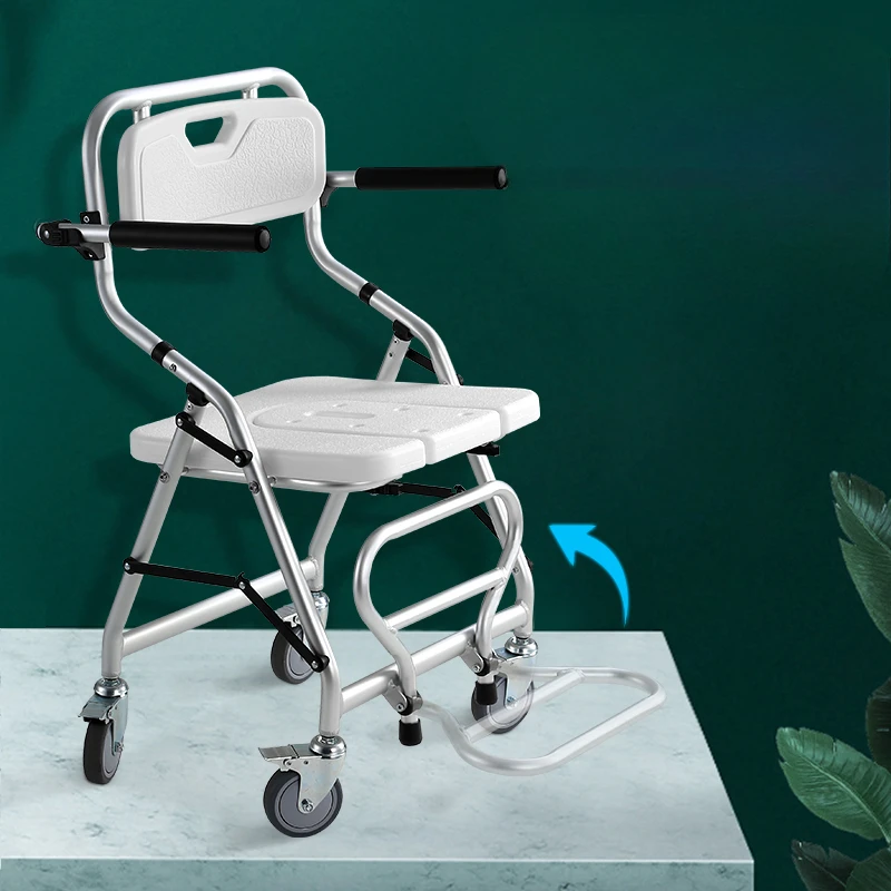 Senior Furniture Folding Hand Brake Trolleys Handle Stool Light Weight Seat Adjustable Luggage Trolley Stainless Steel Chair