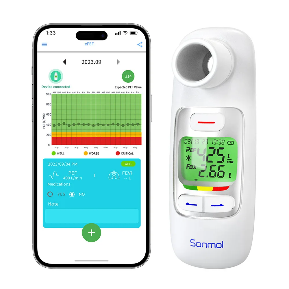 Electronic Peak Flow Meter bluetooth Spirometers Expiratory Measurement Children Adults High Accuracy RPM Asthma COPD