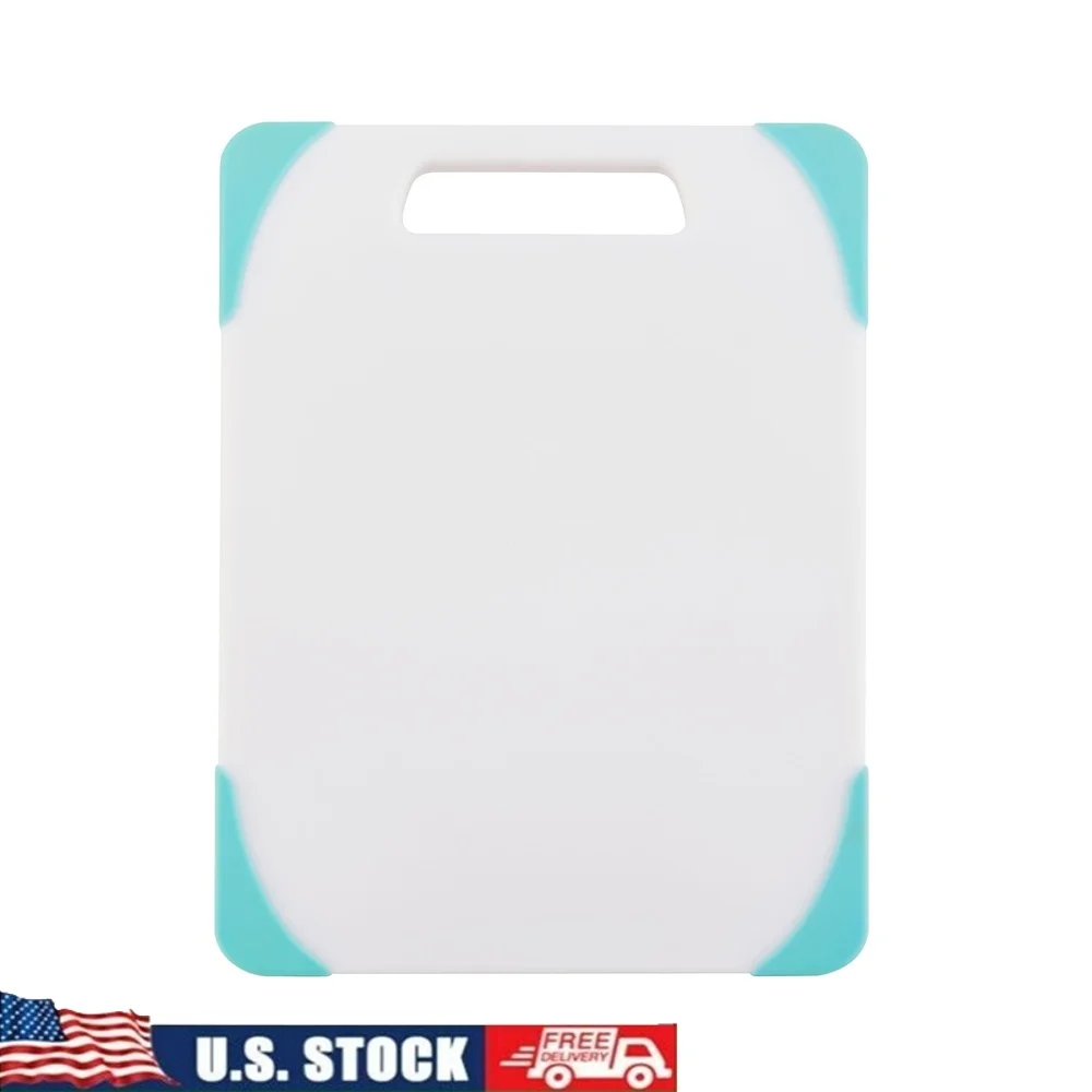 Nonslip Reversible Plastic Cutting Board Dishwasher Safe Non-Absorbent Double Surface Kitchen Chopping Board with Handle