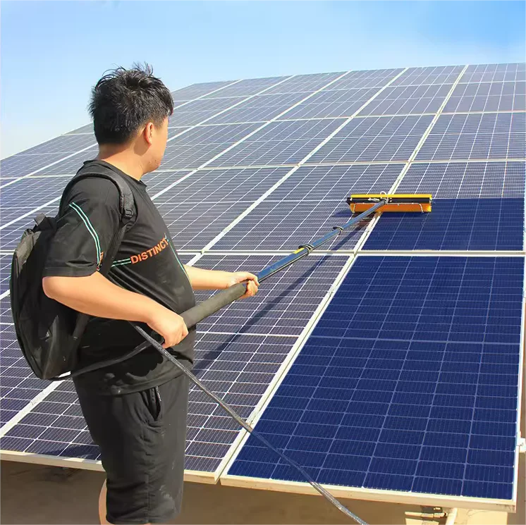 New Telescopic Water Fed Pole Solar Panel Cleaning Brush Solar Pv Cleaner Cepillo Electrico De Limpieza De Paneles Solares