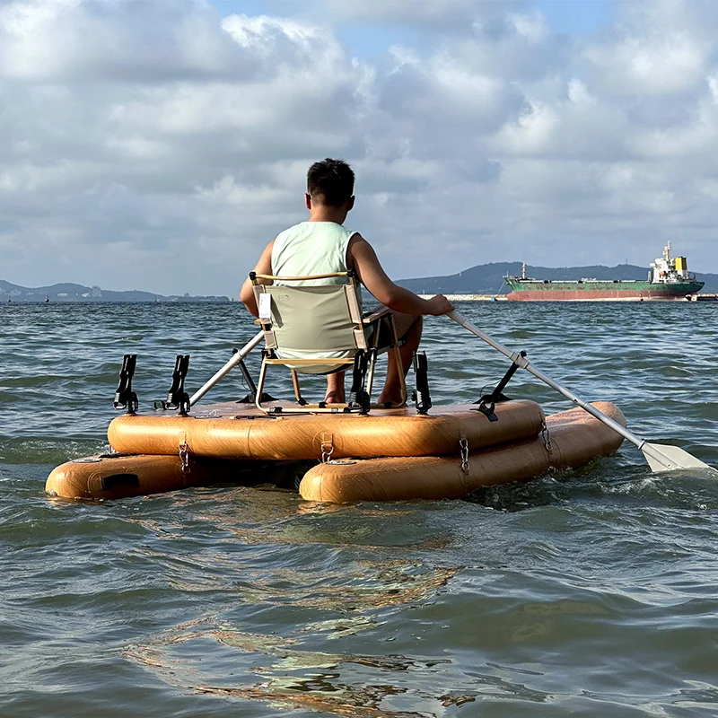 Wholesale Entroffy Customization Drop-stitch PVC Wood Grain Inflatable Paddle Fishing Platform with Motor