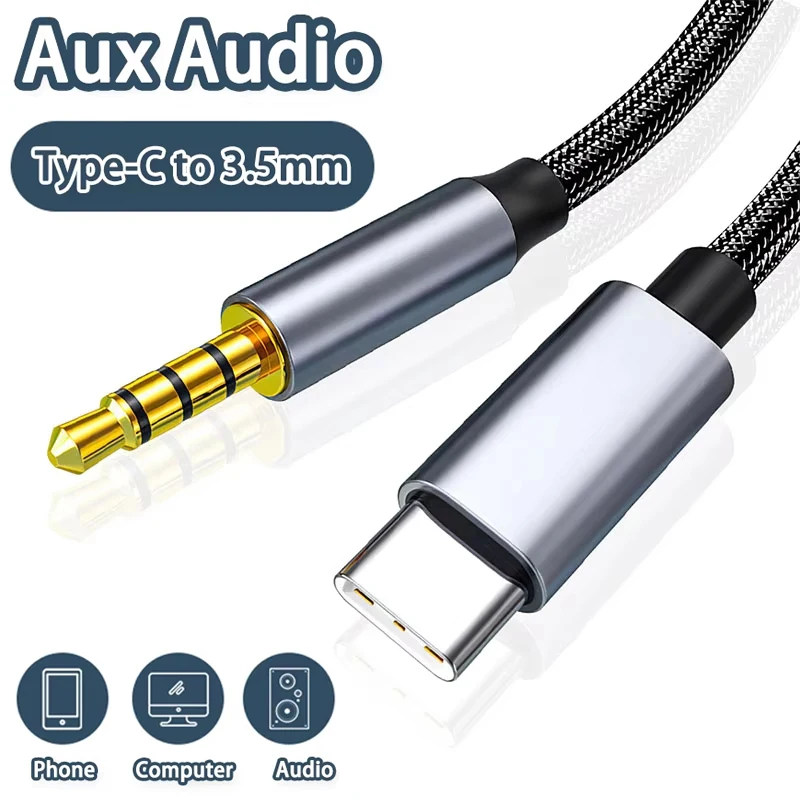 2m High Quality USB Type C to 3.5mm Aux Audio Cable For iPhone 16 15 Pro Max Samsung S24 Car Headphone Speaker 3.5 Jack Aux Cord