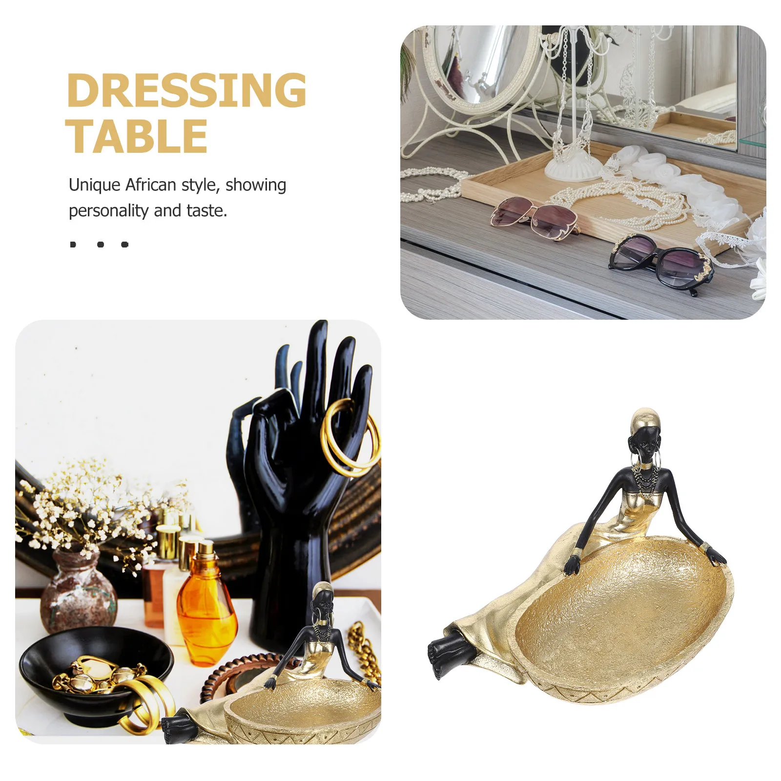 Vintage Resin Jewelry Tray African Style Jewelry Plate Trinket Dish Ring Holder Key Storage for Vanity Organizer