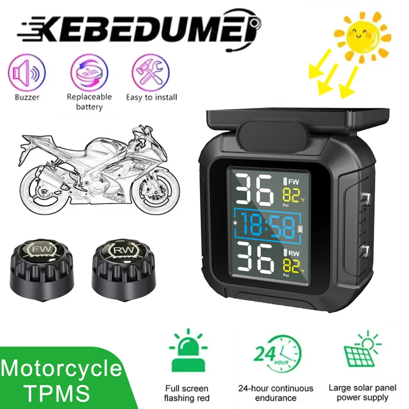 Solar TPMS Motorcycle Tire Pressure Sensors Motor TMPS Tire Pressure Monitoring System Tyre External Sensor for Moto Motorbike