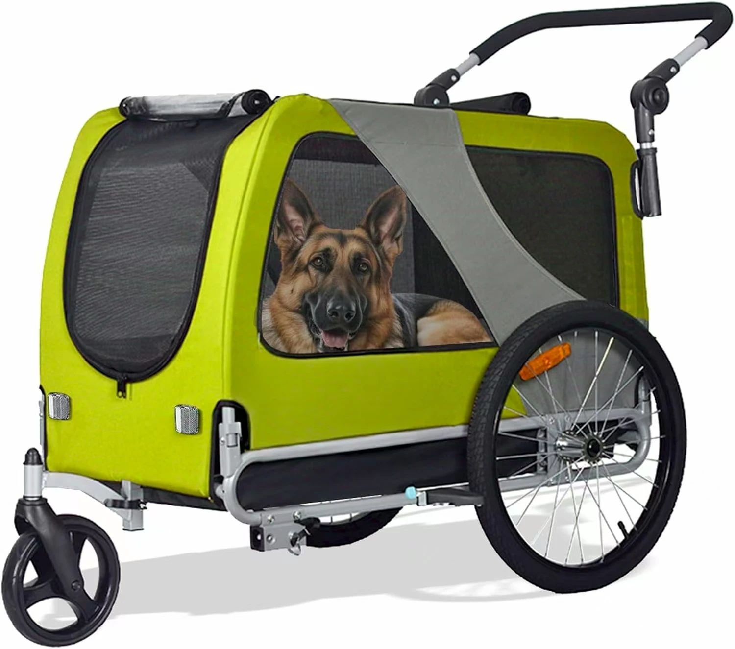Premium Large/XL Pet Bike Trailer & Stroller for Large Sized Dog or Multiple Small Dogs Parking Brakes Easy Folding Frame