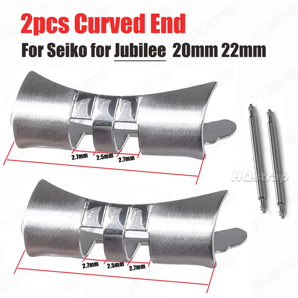 2pcs Curved End for Jubilee 20mm 22mm Stainless Steel Watch Repair Tools for Seiko SKX009 SKX007 Strap Connector Accessories