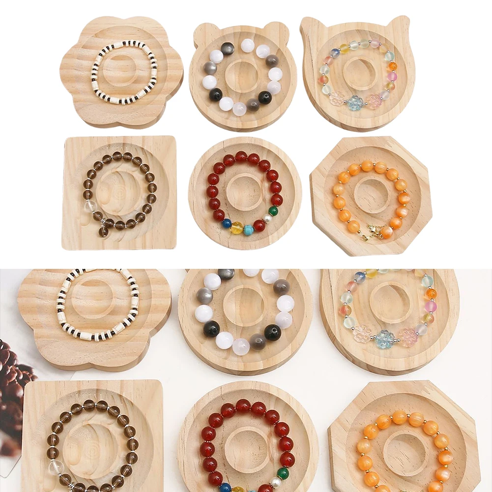 6Pcs Wooden Bead Tray Bracelet Display Plate Beading Bracelet Display Jewelry Organizer for Jewelry Making