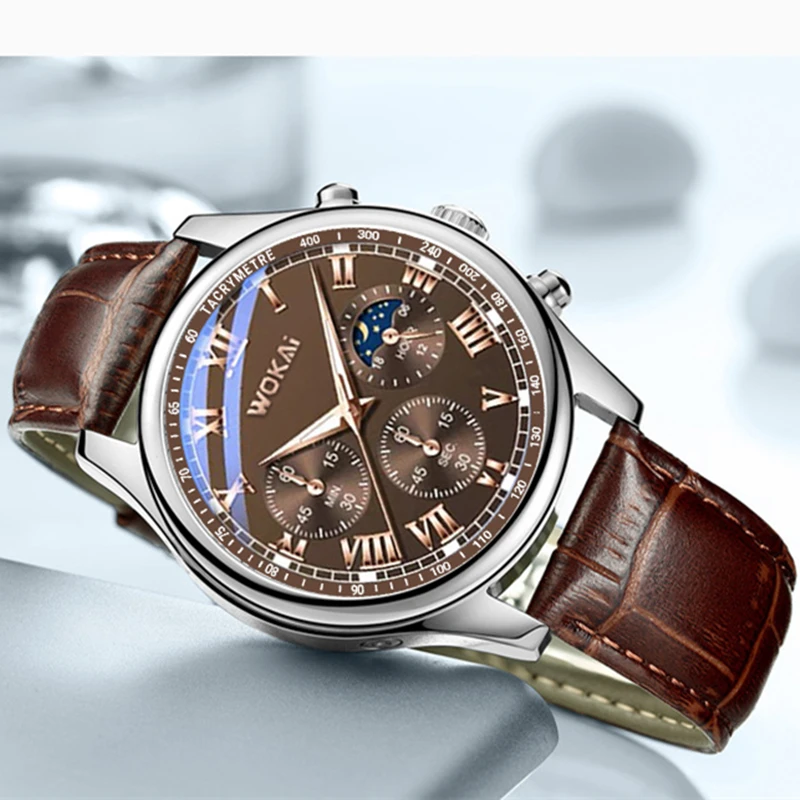 Hot Sales Brown Leather Watch For Men Casual Business Men's  Wristwatches Fashion Quartz Clock reloj hombre relogios masculino