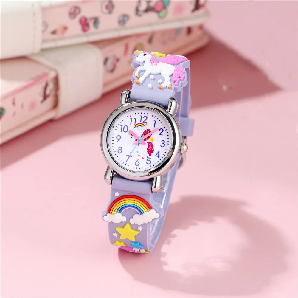 New Style CHILDREN'S Watch Love Rainbow Pony Kid Quartz Watch Plastic Strap