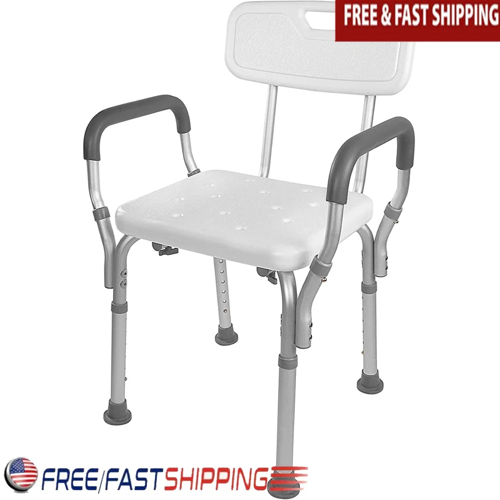 Tool-Free Assembly Shower Lift Chair Adjustable Bath Seat Portable Senior Shower Chair with Handle Non-Slip Design Safe Durable