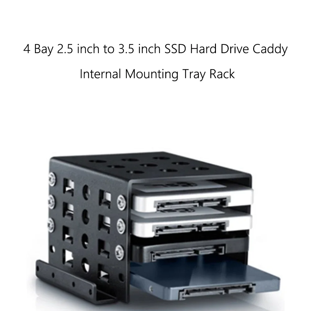 2.5 Inch to 3.5 Inch Hard Drive Caddy 4-Bay Internal Mounting Adapter Bracket Aluminum Alloy Mobile Holder