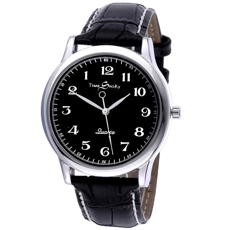 Hot SellingLovers’ Quartz Watch Reverse Anticlockwise Direction Oil Pressure Dial Waterproof  Leather