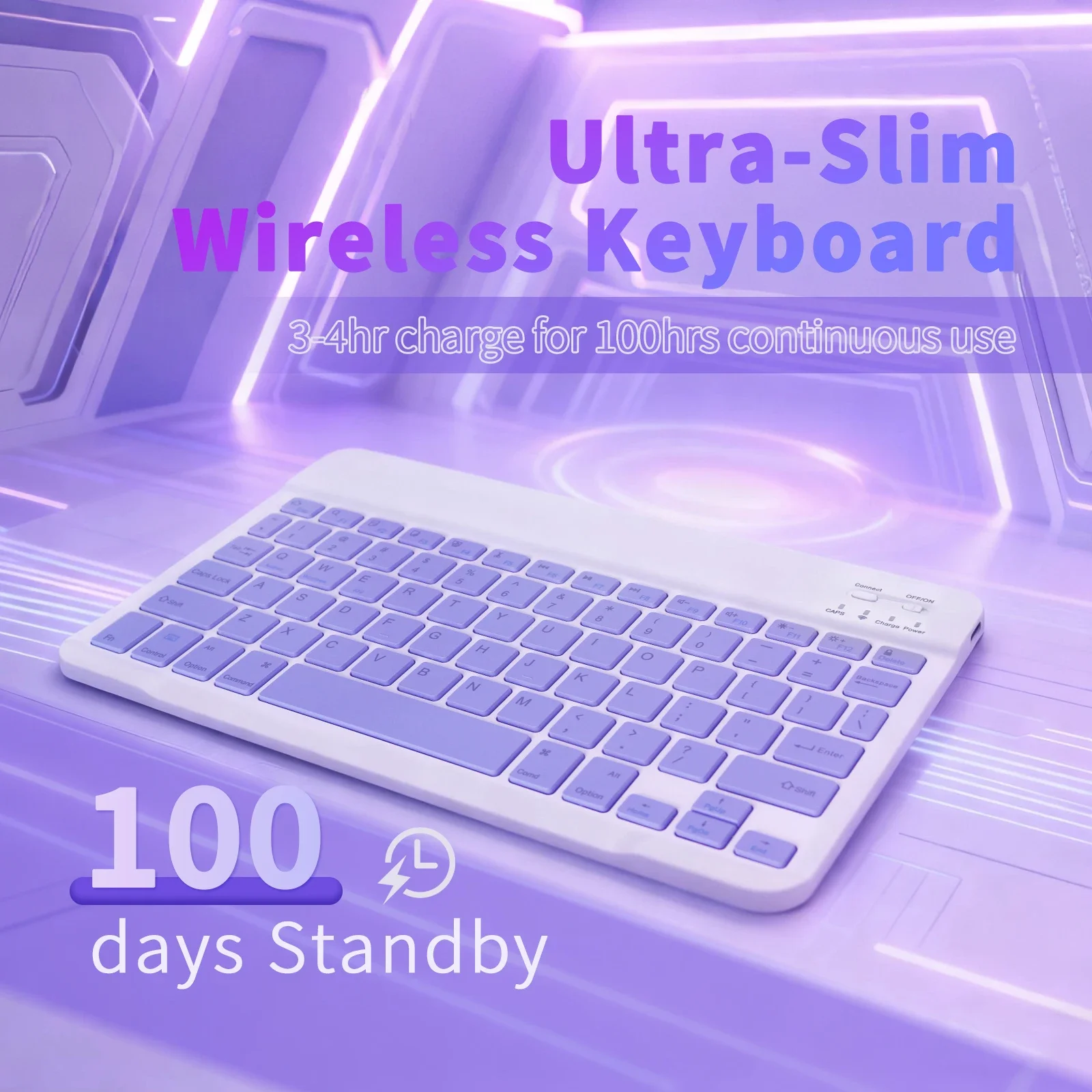 Bluetooth Wireless Keyboard Compatible with Tablets/Phones/Laptops Ultra-Thin and Portable 10-inch