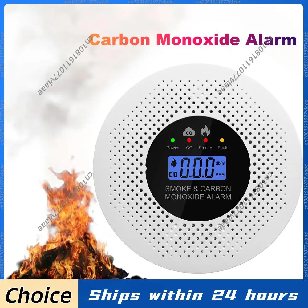Smoke and Carbon Monoxide Detector with LCD Display Smoke and CO Alarm Powered by Battery for Home Hallways Bedroom